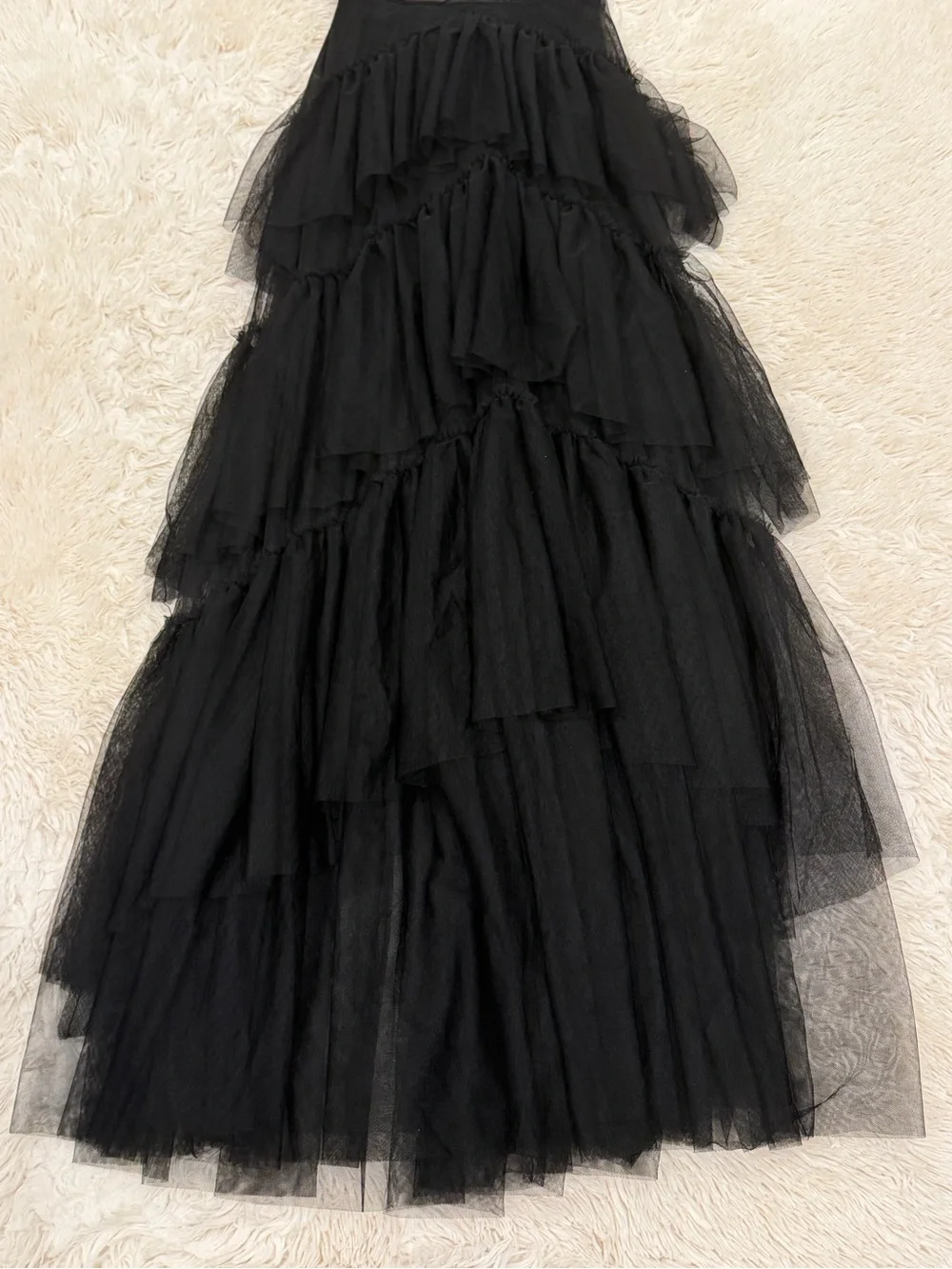 NEW City Studio Lace Tulle Maxi Dress 1/2 Corset Gown Black Goth Tiered Prom